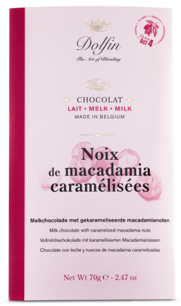 Dolfin Vollmilchschokolade mit karamellisierten Macadamia-Nüssen
